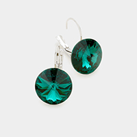 Genuine Round Crystal Lever Back Earrings