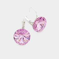 Genuine Round Crystal Lever Back Earrings