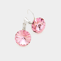 Genuine Round Crystal Lever Back Earrings