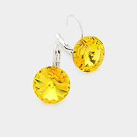 Genuine Round Crystal Lever Back Earrings