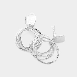 Layered Metal Hoop Clip on Earrings