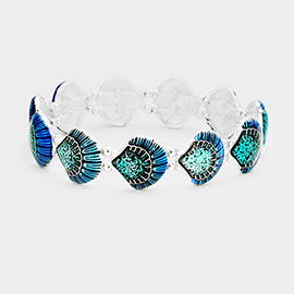 Enamel Shell Metal Stretch Bracelet