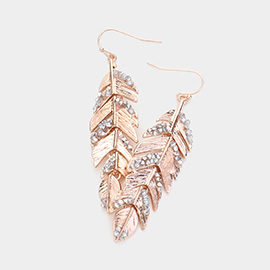 Stone Cluster Leaf Dangle Earrings