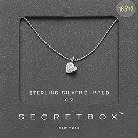 SECRET BOX_Sterling Silver Dipped CZ Heart Pendant Necklace