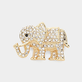 Pave Glass Crystal Elephant Pin Brooch