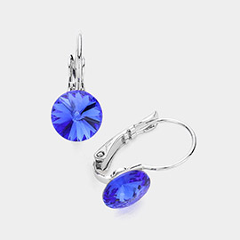 Genuine Round Crystal Lever Back Earrings