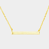 Brass Metal Rectangle Pendant Necklace