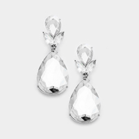 Floral Glass Crystal Teardrop Evening Earrings