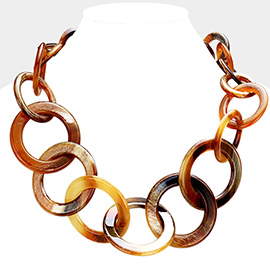 Open Circle Celluloid Acetate Link Necklace