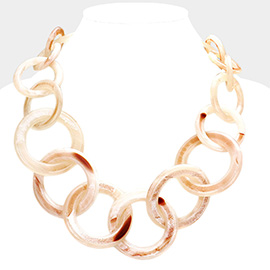 Open Circle Celluloid Acetate Link Necklace