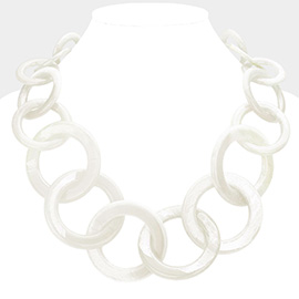 Open Circle Celluloid Acetate Link Necklace