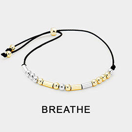 BREATHE Message Morse Code Adjustable Cinch Pull Tie Bracelet