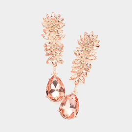 Marquise Stone Cluster Teardrop Link Dangle Evening Earrings