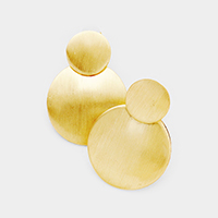 Double Metal Disc Link Clip on Earrings