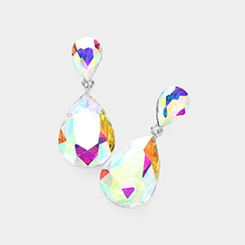 Crystal Double Teardrop Evening Earrings