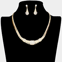 Snake Chain Rhinestone Detail Necklace