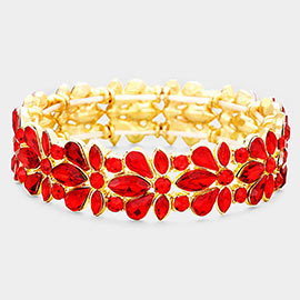 Floral Crystal Stretch Evening Bracelet