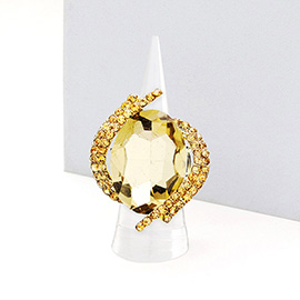 Oval Crystal Centered Stretch Ring