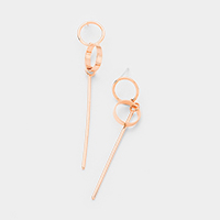 Gold Dipped Geometric Metal Hoop Bar Link Earrings