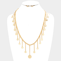 Drop Metal American Coin Fringe Bib Necklace