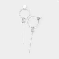 White Gold Dipped Geometric Metal Hoop Bar Link Earrings