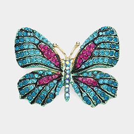 Rhinestone Pave Butterfly Pin Brooch