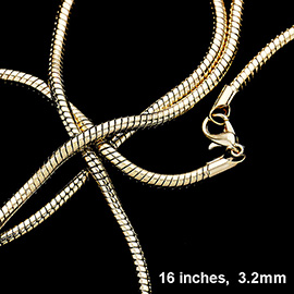 16 INCH, 3.2mm-Gold Plated Snake Chain Metal Necklace