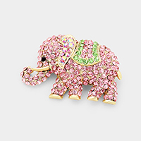 Crystal Pave Elephant Pin Brooch