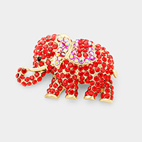 Crystal Pave Elephant Pin Brooch