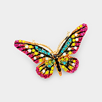 Crystal Rhinestone Pave Butterfly Pin Brooch