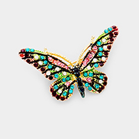 Crystal Rhinestone Pave Butterfly Pin Brooch