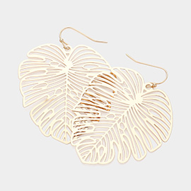 Metal Tropical Leaf Dangle Earrings