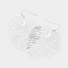 Metal Tropical Leaf Dangle Earrings