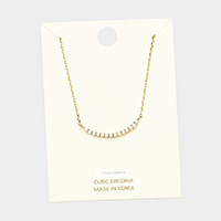 Cubic Zirconia Pave Curved Pendant Necklace