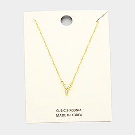 -Y- Cubic Zirconia Monogram Pendant Necklace