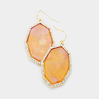 Crystal Rhinestone Trim Celluloid Acetate Earrings