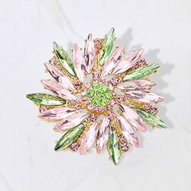 Oblique Crystal Oval Flower Pin Brooch