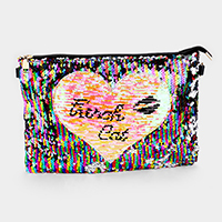 Sequin Heart Crossbody Clutch Bag