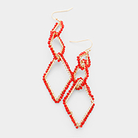 Triple Seed Beaded Rhombus Dangle Earrings