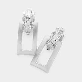 Cut Out Metal Rectangle Clip on Earrings