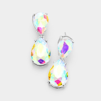 Crystal Double Teardrop Evening Earrings