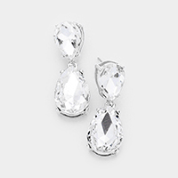 Crystal Double Teardrop Evening Earrings