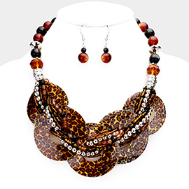 Leopard Patterned Round Link Necklace