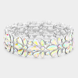 Floral Crystal Stretch Evening Bracelet