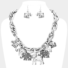 Elephant Fringe Chain Necklace