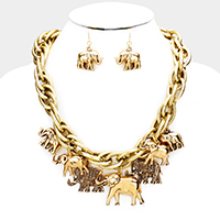 Elephant Fringe Chain Necklace