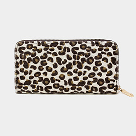 Leopard Print Faux Fur Zipper Wallet