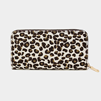 Leopard Print Faux Fur Zipper Wallet