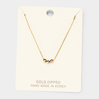 Gold Dipped Tiny Triple Metal Ball Pendant Necklace