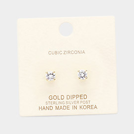 Gold Dipped 5mm Cubic Zirconia Round Stud Earrings